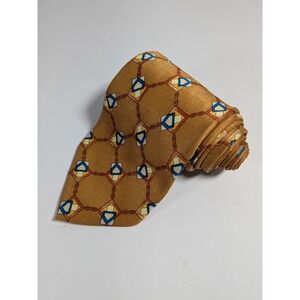 Emarco‎ Vintage Hand Made Silk Tie in Yellow  Geometric Pattern